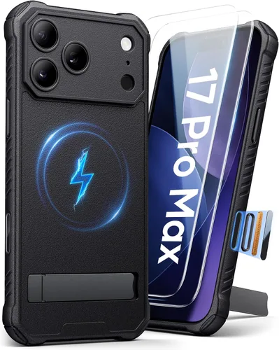 Vista 17 de Funda para iPhone 17 Pro, compatible con MagSafe, soporte integrado y botón de captura de control de cámara, protección de grado militar, funda
