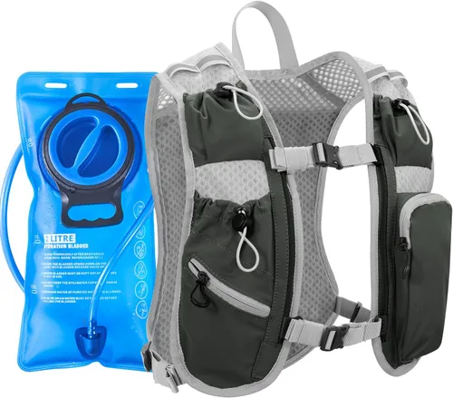 Vista 23 de Chaleco de correr para mujeres y hombres, mochila de hidratación para correr, chaleco para corredores, chaleco de hidratación, con soporte frontal