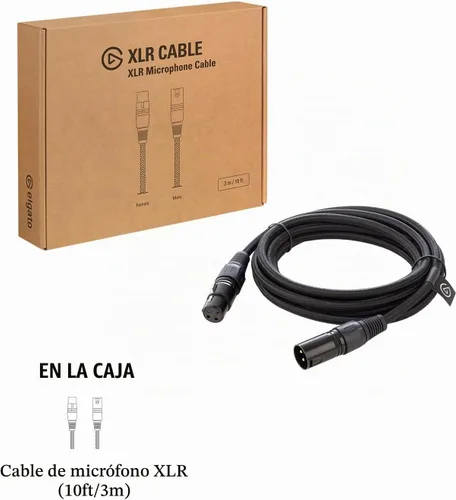 Vista 5 de Elgato Cable XLR – Cable de micrófono blindado para grabación de estudio y producción en vivo, pines chapados en oro, macho a hembra, para micrófono