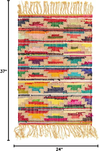 Vista 2 de Unique Loom Chindi Trellis Collection Southwestern, geométrico, moderno, colores brillantes