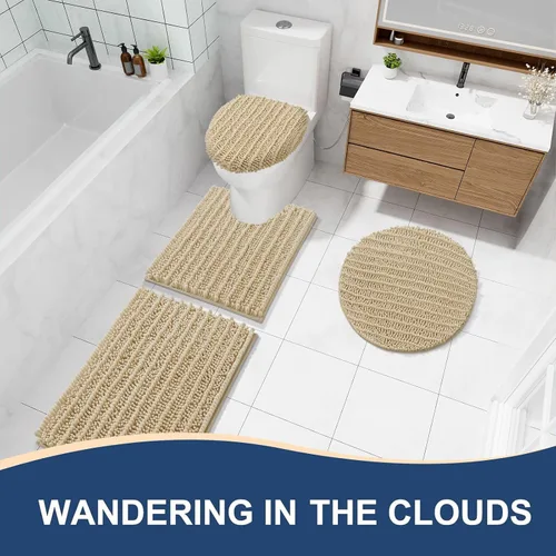 Vista 8 de Arotive - Alfombra de baño de lujo de chenilla, extra suave, gruesa, absorbente, esponjosa, antideslizante, se puede lavar y secar a máquina