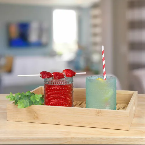 Vista 4 de Darware Hobnail - Vasos para beber (12 onzas, 6 unidades, azul); vasos de bebidas antiguos para mesa, bar, uso y tarros de velas