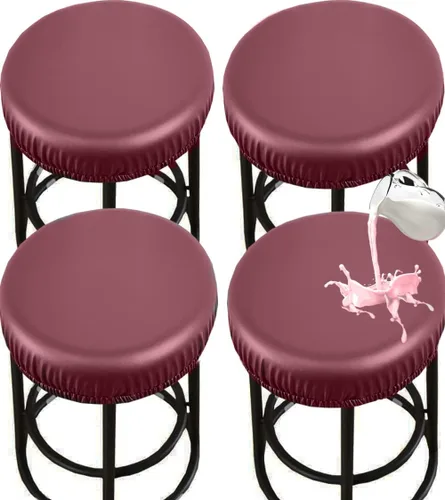 Vista 9 de HFCNMY Fundas para taburetes redondas, elásticas de poliuretano redondo, impermeables, fundas de asiento para taburetes de bar, fundas de asiento