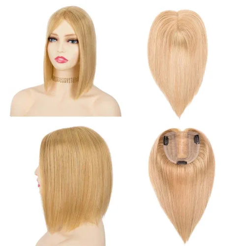 Vista 13 de originea Toppers de cabello humano 100% Remy con flequillo para mujer, base de seda, con clip, extensiones para adelgazar el cabello/cubierta