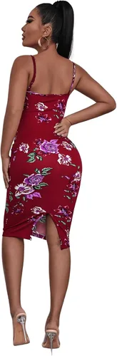 Vista 2 de SweatyRocks Vestido midi con abertura y estampado floral para mujer