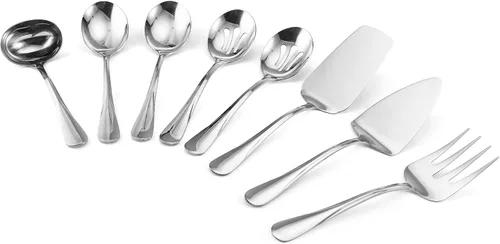 Vista 2 de Gourmet Basics by Mikasa 5181046 Kaylee Juego de 8 piezas de acero inoxidable para servir