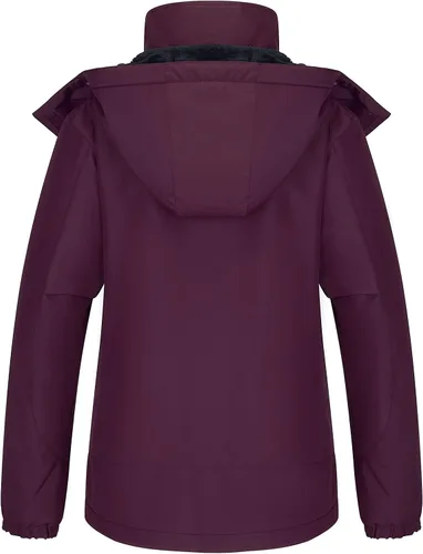 Vista 2 de CAMEL CROWN Chaquetas de esquí de invierno cálidas para mujer, abrigo de nieve impermeable con capucha, chaqueta de lluvia resistente al viento