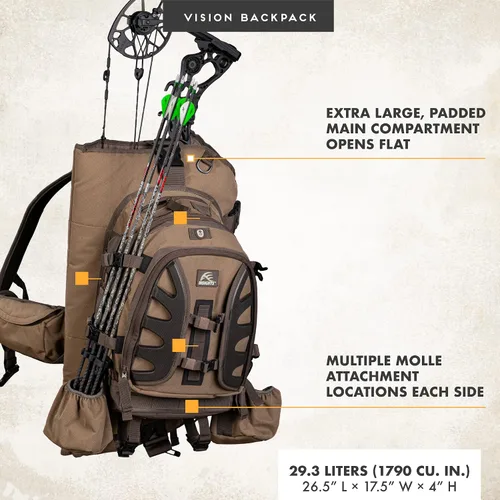 Vista 3 de Insights Hunting de frogg toggs - El Vision Bow Pack, Mochila de Camuflaje, Elementos Sólidos Marrón Solid Elements Marrón