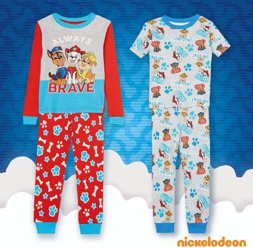 Vista 4 de Nickelodeon Paw Patrol - Conjunto de pijama de algodón ajustado de 6 piezas, suave y lindo para niños