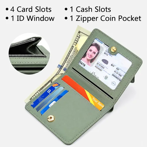 Vista 2 de Gostwo Cartera pequeña para mujeres, portador de tarjetas de crédito delgado bifold, billetera compacta de efectivo con bloqueo RFID, billeteras