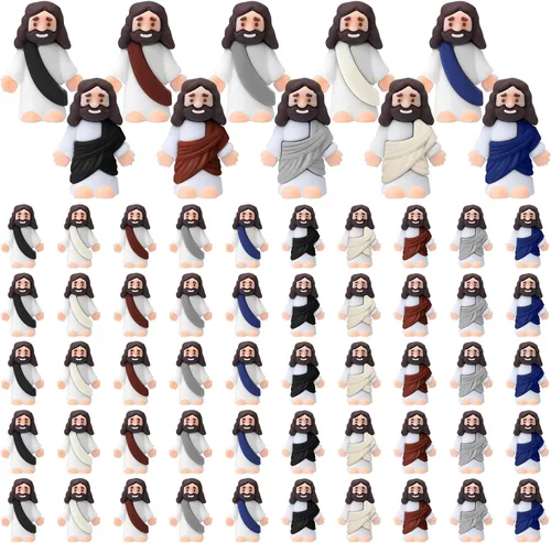 Vista 10 de Bememo 50 figuras de Jesús para esconderse y buscar recuerdos de fiesta religiosa para iglesia, escuela dominical, huevos de Pascua