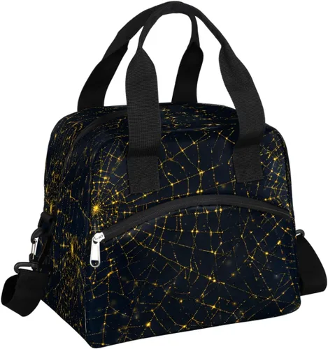 Vista 12 de Pardick Bolsa de almuerzo aislada con diseño de galaxia colorida para mujeres y hombres y adultos, con purpurina, grande, hielera, térmica A01