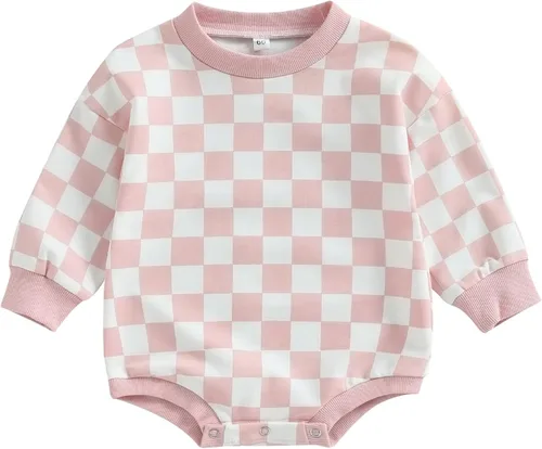 Vista 29 de Karuedoo Sudadera a cuadros para bebé niño y niña, mameluco de gran tamaño, manga larga, con burbujas, ropa neutra para otoño