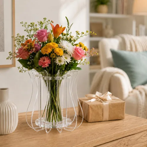 Vista 5 de Upgraded Acrylic Vase for Lego Flowers Bouquet, 3.4mm Thickened, 33 Holes