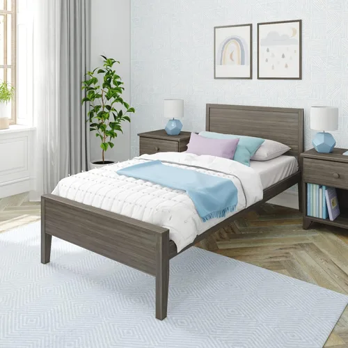 Vista 7 de Max & Lily Cama Full, Marco de Cama Full de Madera Maciza con Cabecera de Panel, Cama Full para Niños con Soporte de Listones de Madera, No Necesita