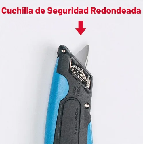 Vista 4 de COSCO 091508 Easycut - Cuchillo cortador con hoja autoretráctil con punta de seguridad, negro/azul
