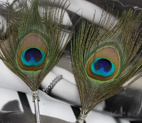 Vista 2 de Juego de bolígrafos de plumas de pavo real, bolígrafo de plumas de escritura vintage como regalo de cumpleaños y Navidad para todos