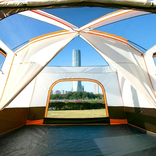 Vista 11 de KTT Extra Large Tent 10-12-14 Person(B),Family Cabin Tents,2 Rooms,3 Doors and 3 Windows with Mesh,Straight Wall,Waterproof,Double Layer,Big Tent