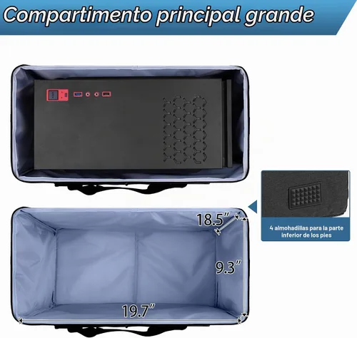 Vista 2 de CURMIO Funda de transporte para PC, bolsa de viaje de escritorio para torre de computadora, teclado, cable y ratón, solo bolsa, negro