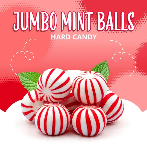 Vista 3 de Bolitas de menta jumbo de 2 libras Caramelo duro con sabor clásico a menta Caramelo antiguo para bufés de vacaciones y cuencos de oficina