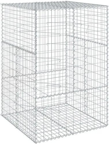 Vista 29 de vidaXL Cesta de gavión con tapa, 39.4 x 19.7 x 39.4 pulgadas, hierro galvanizado rectangular, resistente a la intemperie, montaje sin herramientas