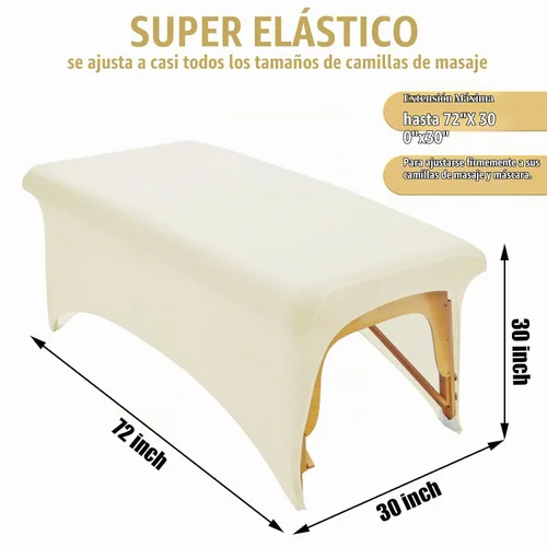 Vista 5 de Funda de cama elástica para cama de extensión de pestañas (beige) Juego de sábanas protectoras de spa para cama de pestañas o cama de masaje