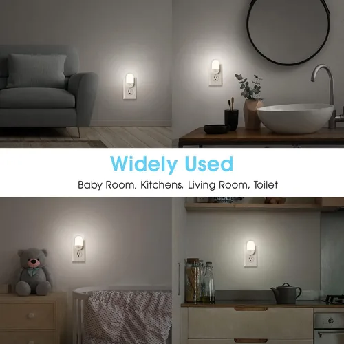 Vista 6 de LOHAS - Luz nocturna enchufable para niños, luz nocturna del atardecer al amanecer, brillo ajustable 30/60 lm, luz blanca diurna 5000 K, para baño