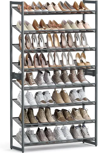Vista 9 de SONGMICS ULMR03A organizador de zapatos con 3 estantes de metal apilables en dos posiciones (plano e inclinado) para armario, habitación o entrada