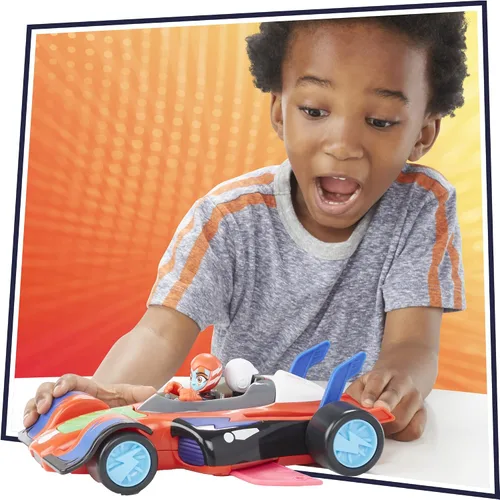 Vista 4 de PJ Masks Animal Power Flash Cruiser, auto de juguete de conversión con luces, sonidos y figura de acción, juguetes de superhéroe, juguetes