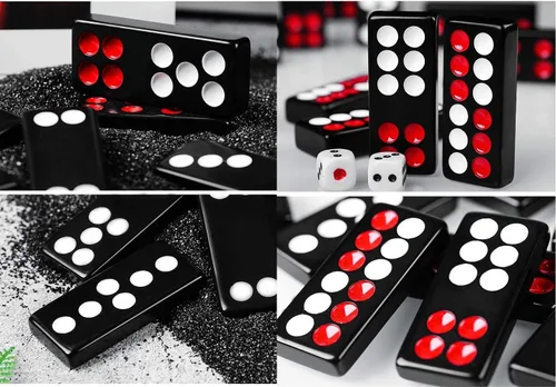 Vista 6 de Juego de 32 piezas de azulejos Pai Gow, dominó negro tradicional chino, Pai Gow, póker Pai Gow, el mejor juego de casino divertido juguete
