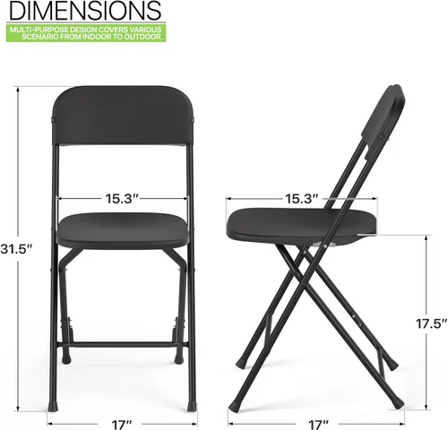 Vista 3 de Magshion Sillas plegables de plástico, paquete de 4 sillas de comedor plegables para bodas, fiestas, eventos, exteriores, interiores, silla ligera