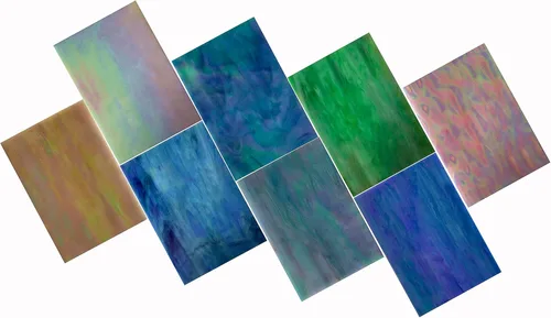 Vista 5 de Paquete de 8 hojas de vidrieras iridiscentes de arco iris, mosaico de vidrio de 4 x 6 pulgadas, vidrio de arte opaco para kits de bricolaje