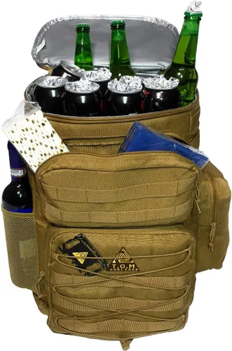 Vista 6 de Mochila enfriadora, táctica, aislada. Resistente, extra grande, a prueba de fugas para senderismo, camping, playa. Bono, herramienta multiusos