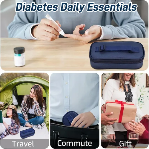Vista 6 de Cruxer Estuche de viaje para bolígrafo enfriador de insulina aprobado por la TSA, bolsa médica refrigerada con ladrillo de hielo protector