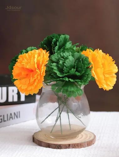 Vista 7 de Paquete de 50 palillos de clavel de seda artificial, cabezas de clavel de flores artificiales con tallos para bricolaje, ramos de boda, centros