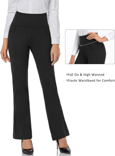 Vista 4 de FIRST WAY - Pantalones capri de yoga para mujer de corte para bota 3 bolsillos estampado floral