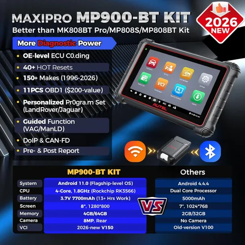 Vista 2 de Autel Kit de escáner MP900-BT, herramienta de escaneo bidireccional con codificación ECU (kit OBD completo), misma función que MS906MAX MS906 PRO