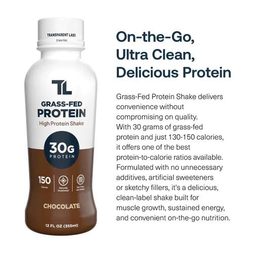 Vista 3 de Transparent Labs Batido de proteínas alimentadas con pasto - Chocolate