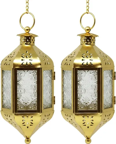 Vista 13 de Vela Lanterns Farol portavelas decorativo marroquí colgante de 11.5 pulgadas, portavelas para interiores y exteriores, para patio, porche, ramadán