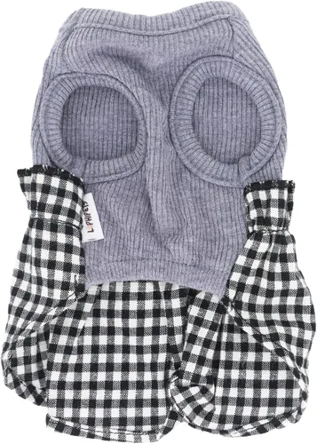 Vista 4 de LOPHIPETS Vestido a cuadros para perros pequeños, taza de té para niña, chihuahua, yorkie, cachorro, ropa de gato, cuadros blancos y negros, XXS
