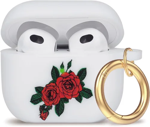 Vista 47 de Compatible con funda AirPods Pro 2019, Gawnock Funda de silicona suave y flexible para funda AirPods Pro para mujeres y niñas con llavero (Caqui)