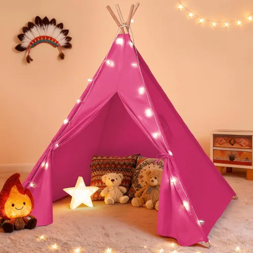 Vista 8 de Tienda de campaña tipi para niños, tiendas de campaña para niños y niñas, casa de juegos de regalos para juegos en interiores y exteriores, casa