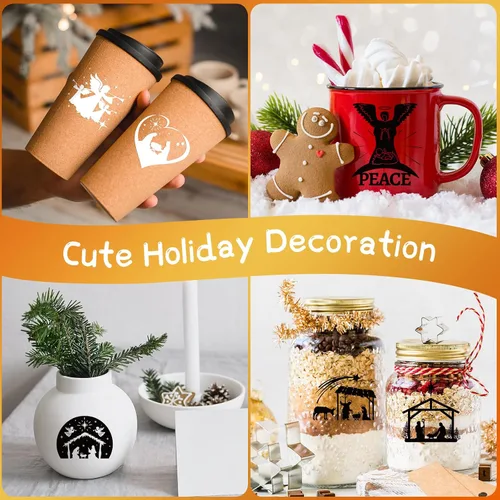 Vista 6 de 45 piezas de calcomanías UV con palabras de Navidad para decoración de bola de Navidad, calcomanías de letras de saludo inspiradas en vacaciones