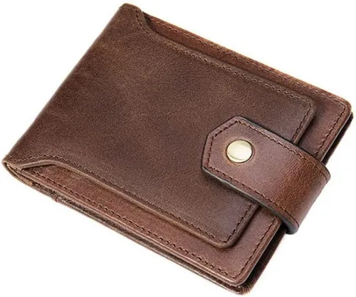 Vista 5 de SJYDQ - Cartera de cuero para hombre, pequeña y corta, tarjetero de gran capacidad, monedero con hebilla