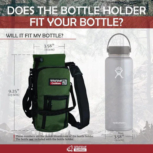 Vista 4 de Wild Wolf Outfitters El mejor soporte para botellas, número 1, para botellas de 1.18 litros. Lleva, protege y aísla tu cantimplora con este