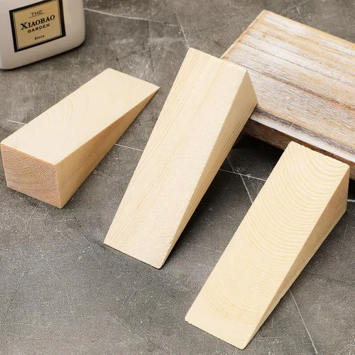 Vista 3 de Amyhill 6 piezas de cuña de madera para puerta, cerradura de puerta Natural
