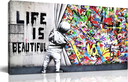 Vista 16 de JKWALL77 Lienzo de graffiti para dormitorio, arte de pared gaming para chicos adolescentes, pintura abstracta, arte pop, decoración moderna de pared