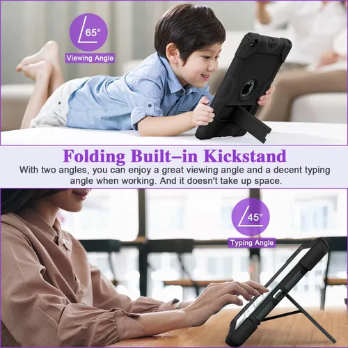 Vista 4 de ZoneFoker - Funda para iPad de 9.ª generación, funda para iPad de 8.ª y 7.ª generación, funda para iPad de 10.2 pulgadas 2021/2020/2019, funda Negro