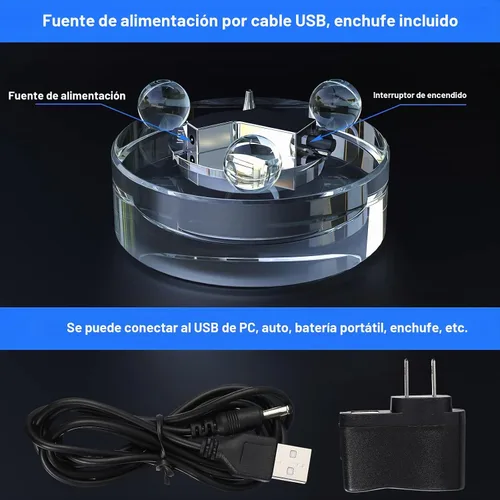 Vista 4 de Uonlytech Base de lámpara de mesa con luces LED, base iluminada para cristal de resina, arte de resina, soporte de arte de vidrio, enchufe de EE.