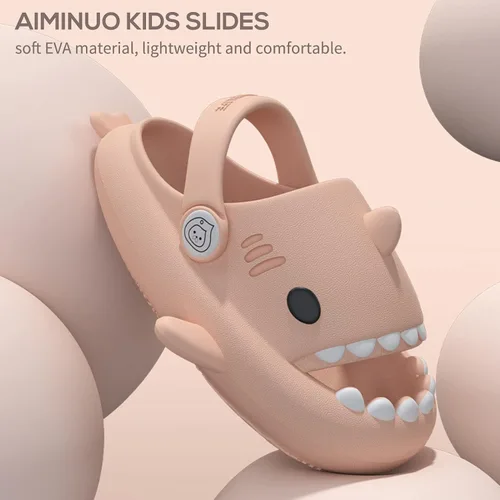 Vista 7 de AIMINUO Sandalias de verano para niños pequeños, sandalias antideslizantes para la ducha, playa, piscina, sandalias blancas para niños y niñas
